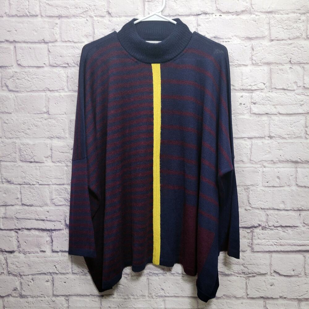 QiQi 100% Baby Alpaca Sweater Oversized Striped Color Block Artsy Luxe Old Money